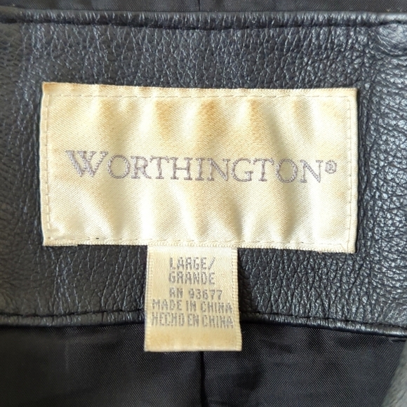 Worthington 90's Vintage Classic Genuine Leather Jacket Black Large - Picture 4 of 12